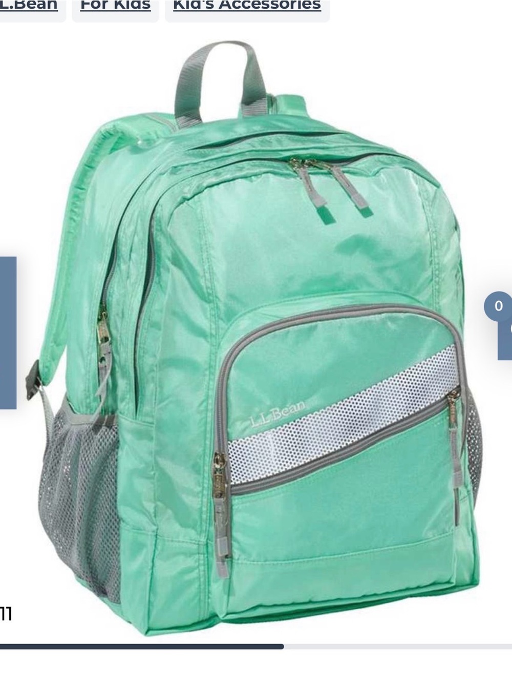“Libby” LL Bean Mint Green Deluxe Backpack and Lunchbox— *With monogram